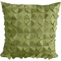 Vogue Diamante Filled Cushion 2 Pack - Green, Faux Silk