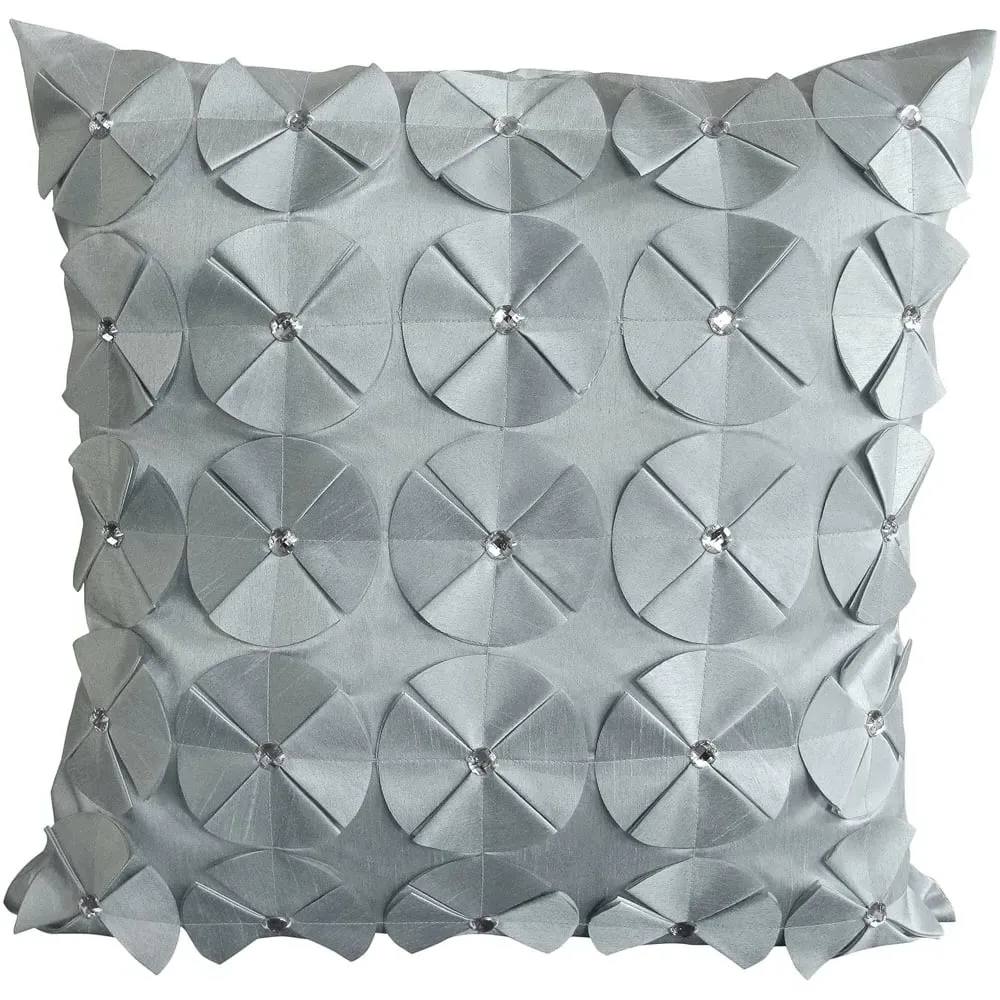 Vogue Diamante Filled Cushion 2 Pack - Silver, Faux Silk