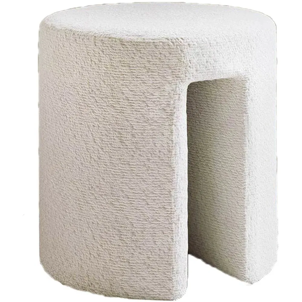 CARME Home Bouclé Stool - White
