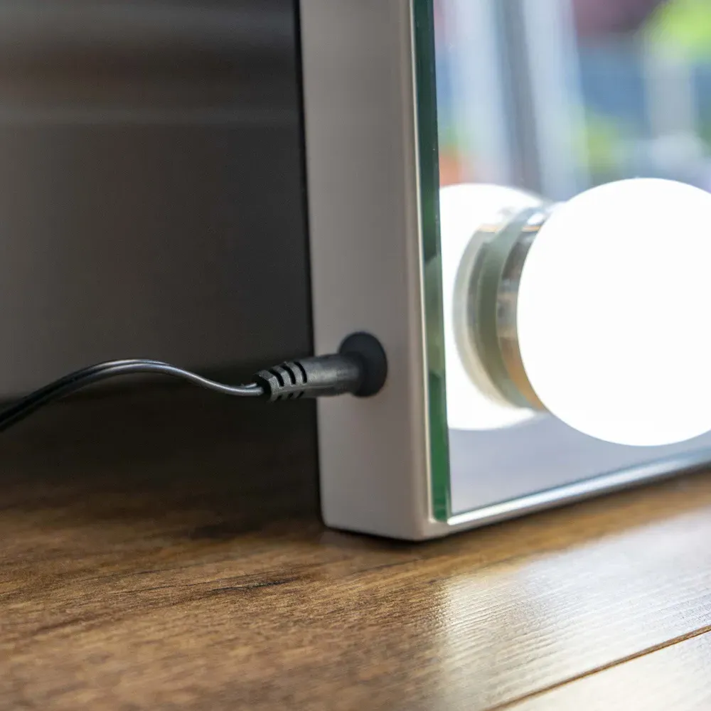 Hollywood Large Floor Mirror with LED Lighting - White