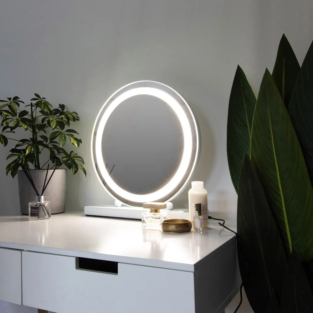 Lucille Hollywood Frameless Vanity Mirror with LED Strip - White