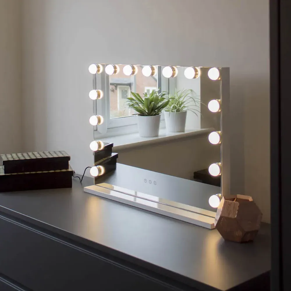Sophia Hollywood Vanity Mirror with 15 LED Bulbs - White