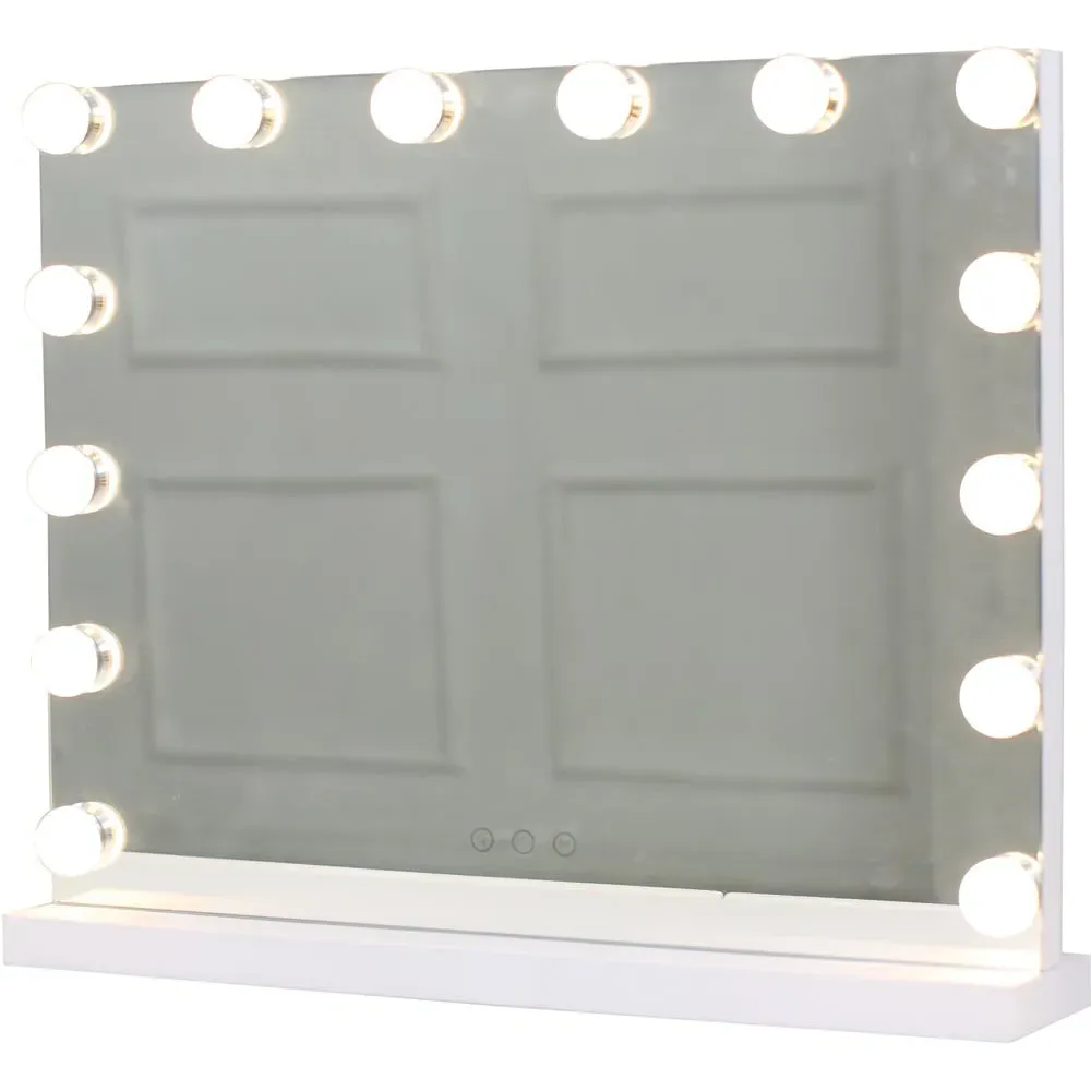 Sophia Hollywood Vanity Mirror with 15 LED Bulbs - White