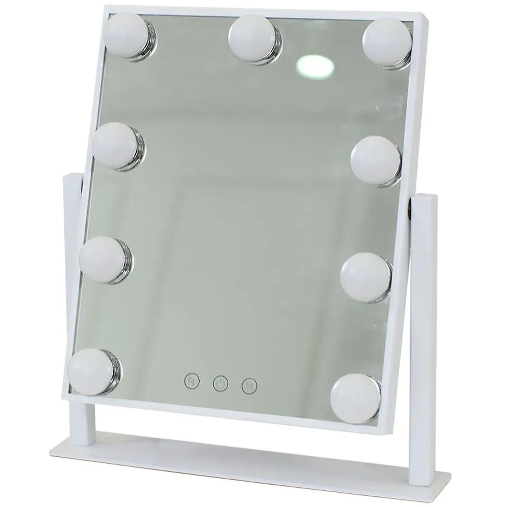 Veronica Hollywood Vanity Mirror with 9 LED Bulbs - White