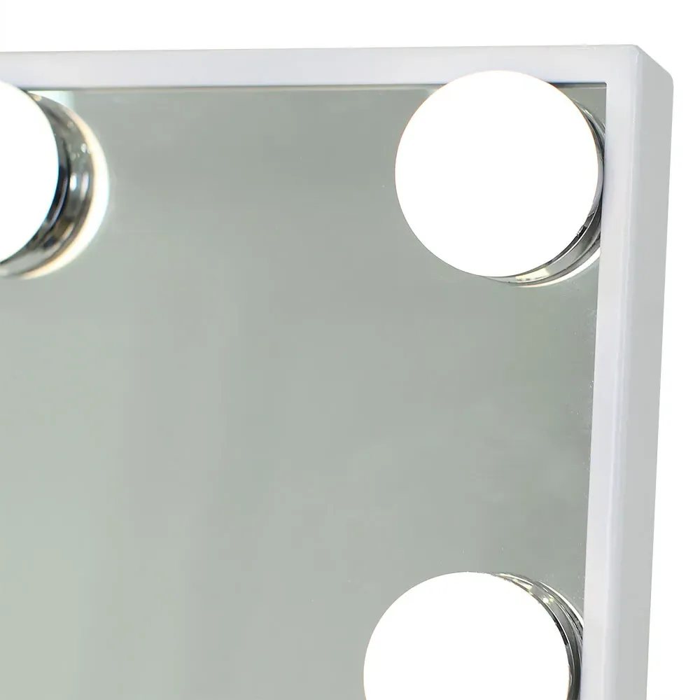Veronica Hollywood Vanity Mirror with 9 LED Bulbs - White