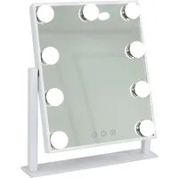Veronica Hollywood Vanity Mirror with 9 LED Bulbs - White