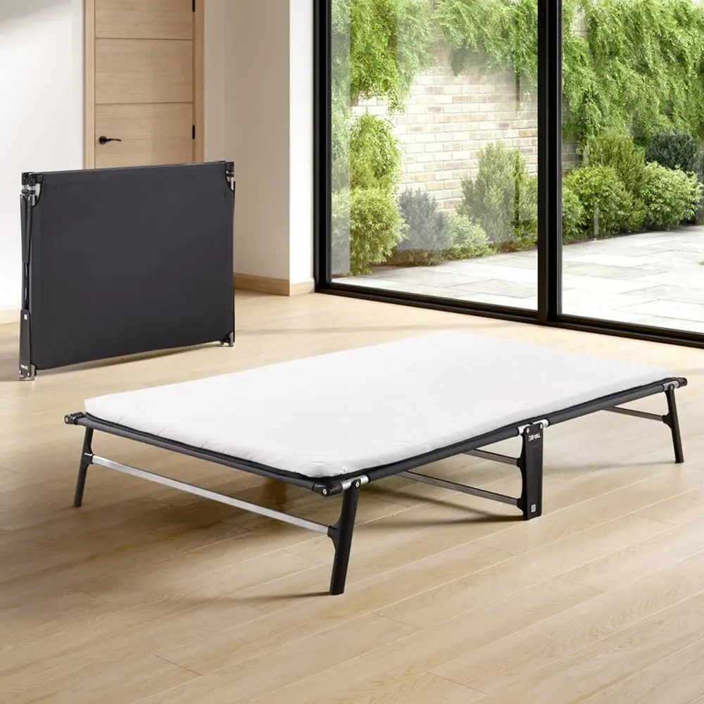 CE120 Small Double Compact Folding Bed with e-Fibre Mattress - Black