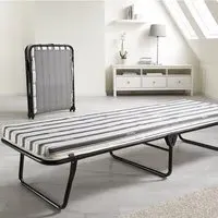 Double Folding Bed Frame with Airflow Mattress - Black