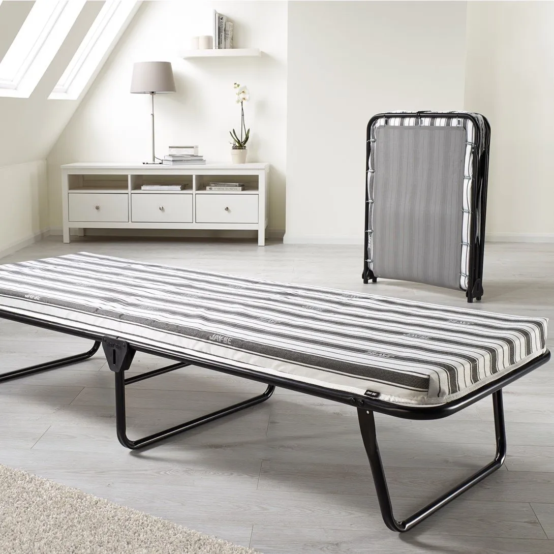 Double Folding Bed Frame with Airflow Mattress - Black image