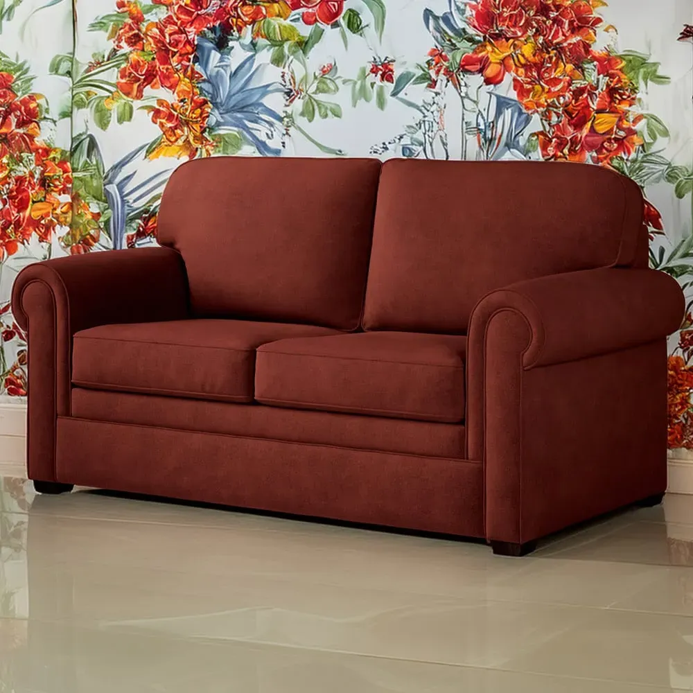 Heritage 2-Seater Sofa Bed with e-Pocket Mattress - Orange, Twill