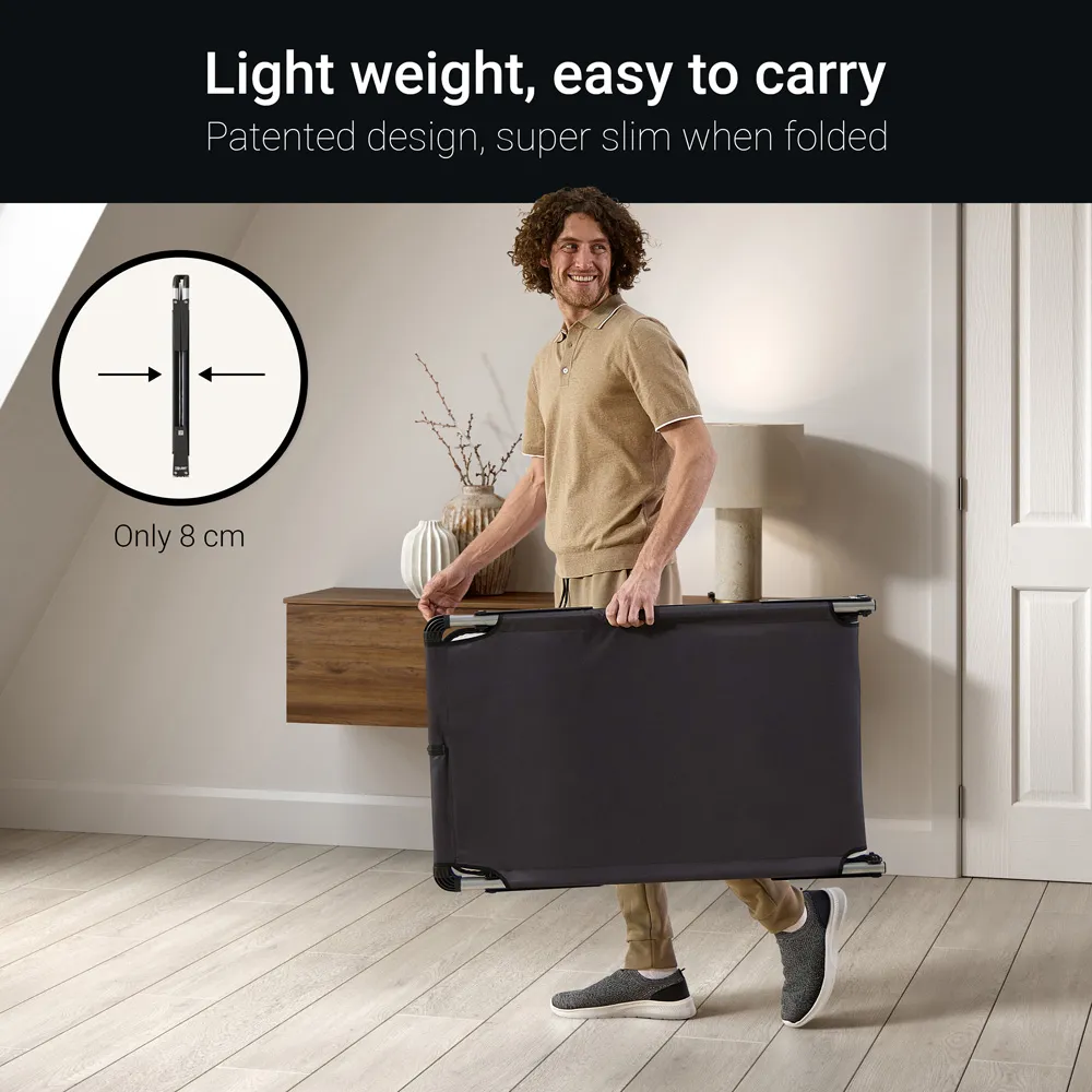 LE59 Single Lite Folding Bed with e-Fibre Insulator Pad - Black