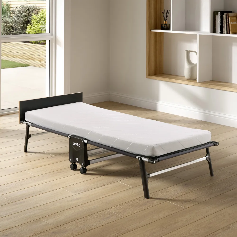 RE80 Single Rollaway Folding Bed with e-Fibre Mattress - Black