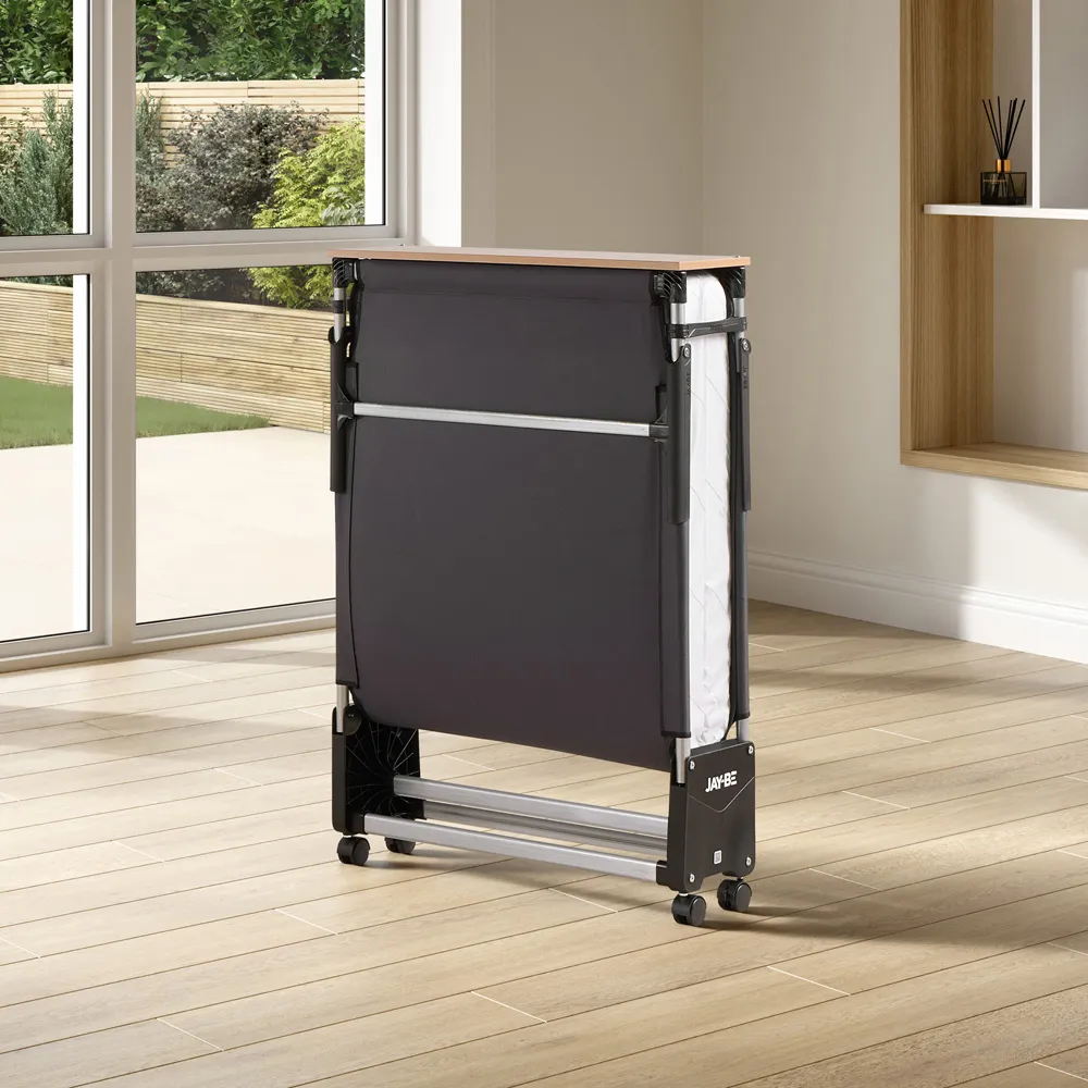 RE80 Single Rollaway Folding Bed with e-Fibre Mattress - Black