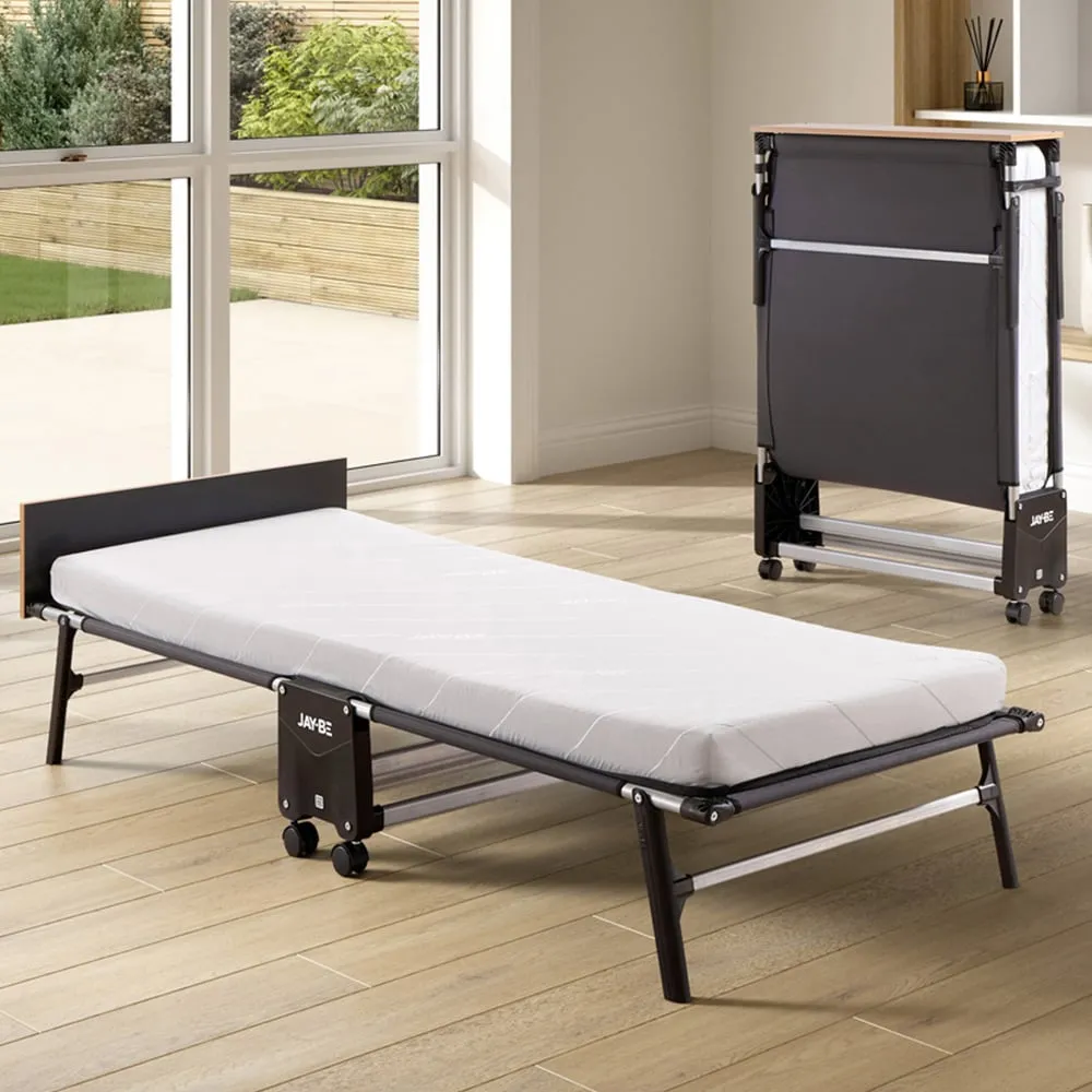 RE80 Single Rollaway Folding Bed with e-Fibre Mattress - Black