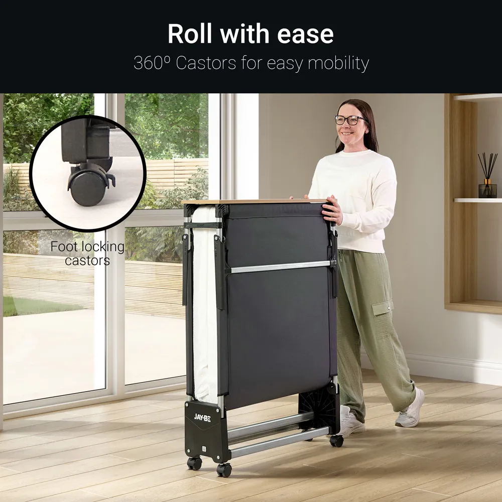 RM80 Single Rollaway Folding Bed with Memory Mattress - Black