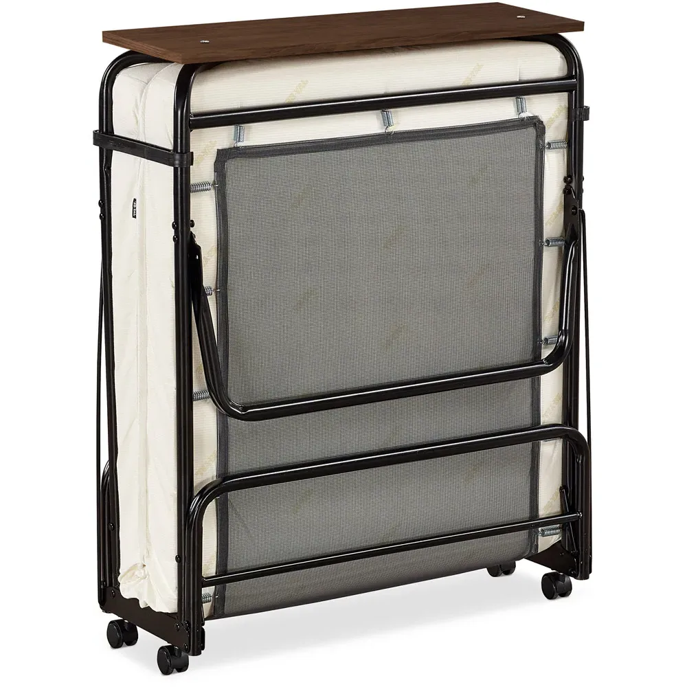 Single Visitor Contract Automatic Folding Bed with Mattress - Black