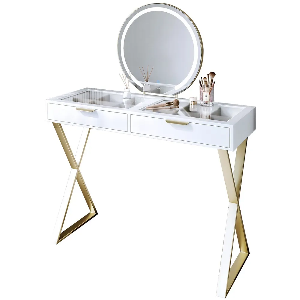 CARME Home Maisie Touch Sensor LED Mirror Dressing Table - White