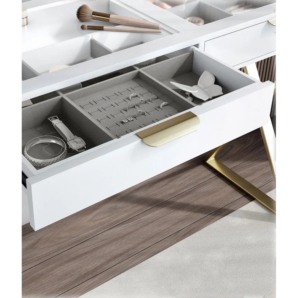 CARME Home Maisie Touch Sensor LED Mirror Dressing Table - White