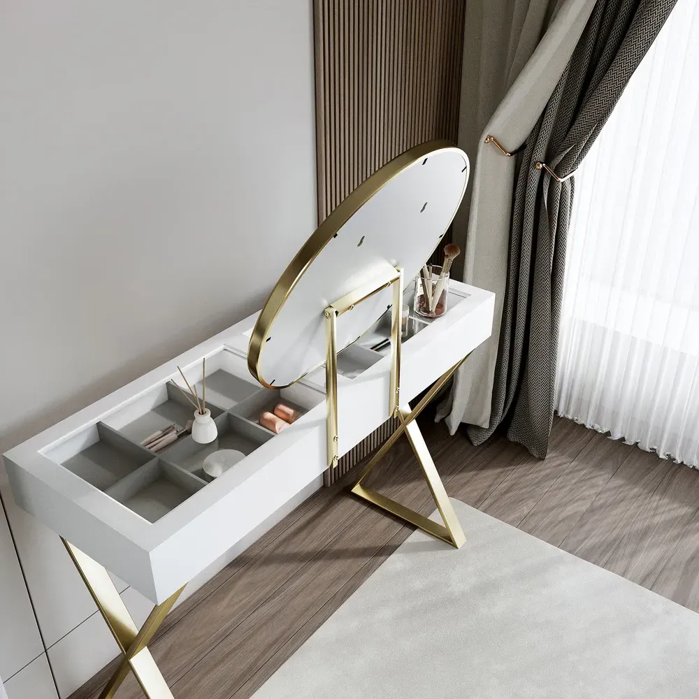 CARME Home Maisie Touch Sensor LED Mirror Dressing Table - White