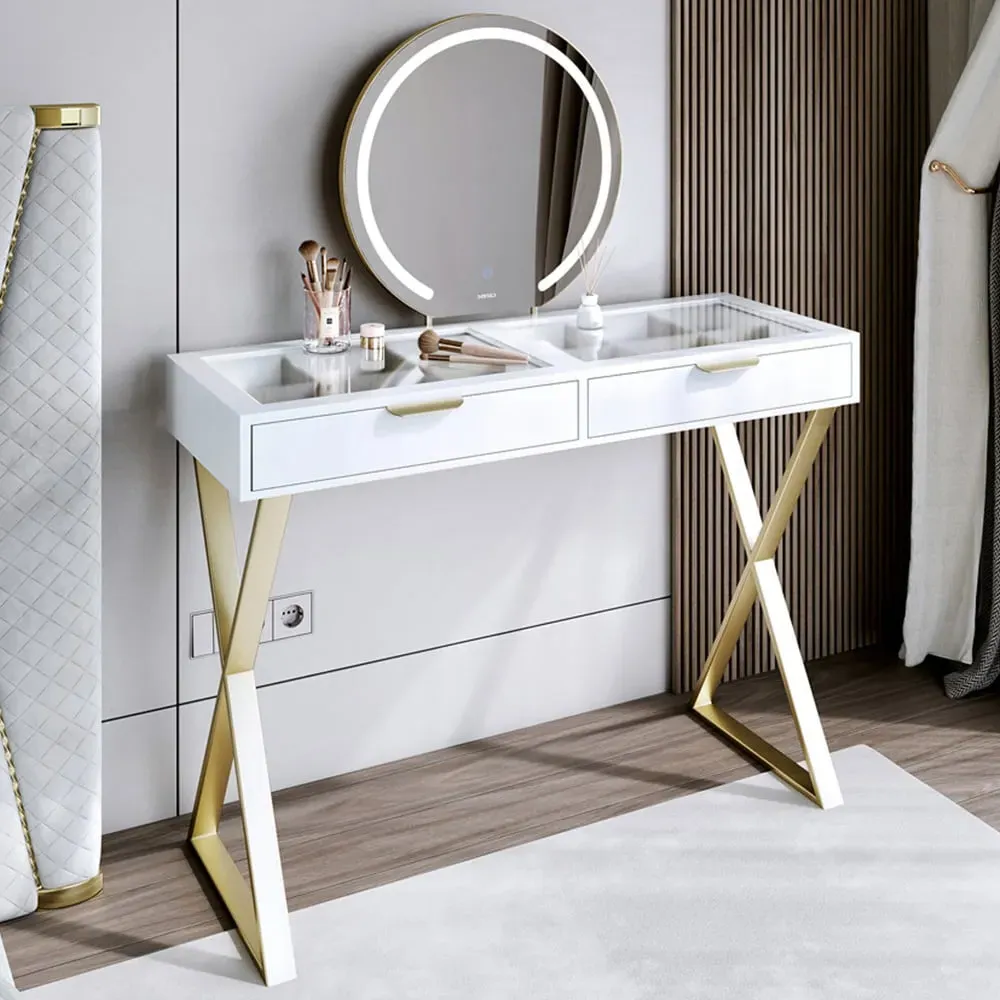 CARME Home Maisie Touch Sensor LED Mirror Dressing Table - White image