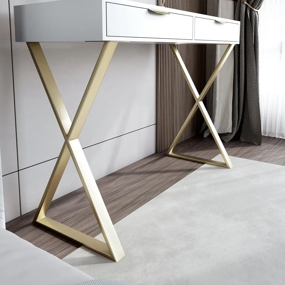 Jess 2 Drawer Dressing Table - White, Glass