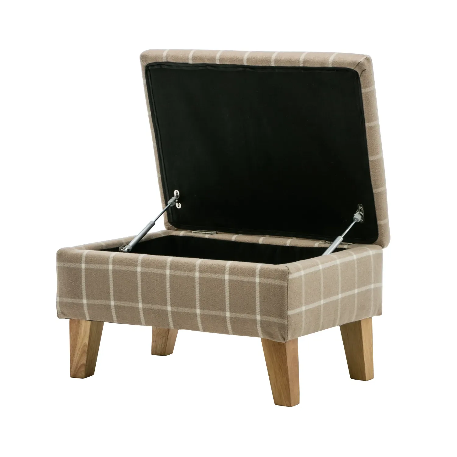 Calgary Check Footstool with Storage - Beige