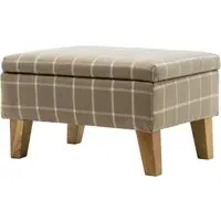 Calgary Check Footstool with Storage - Beige