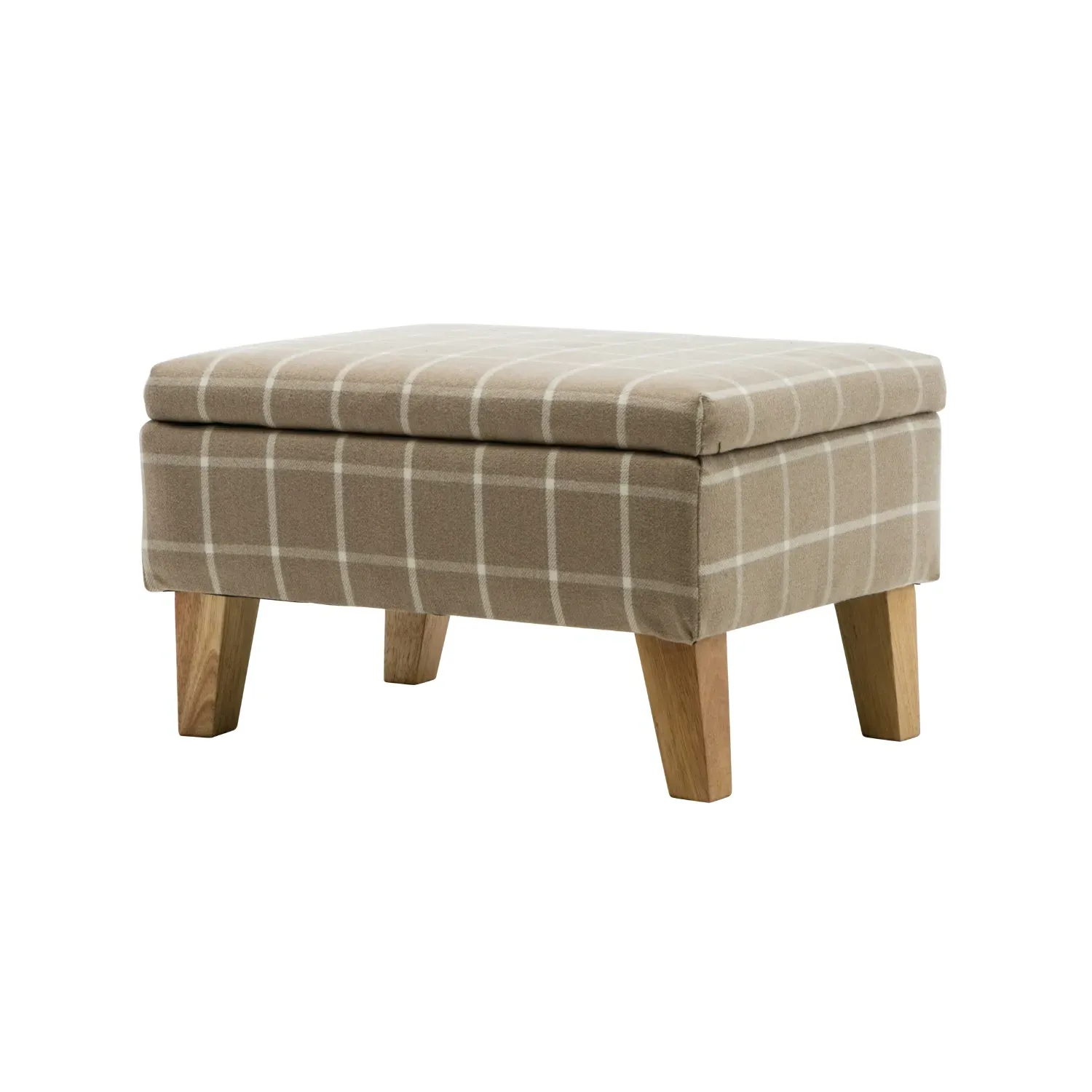 Calgary Check Footstool with Storage - Beige image