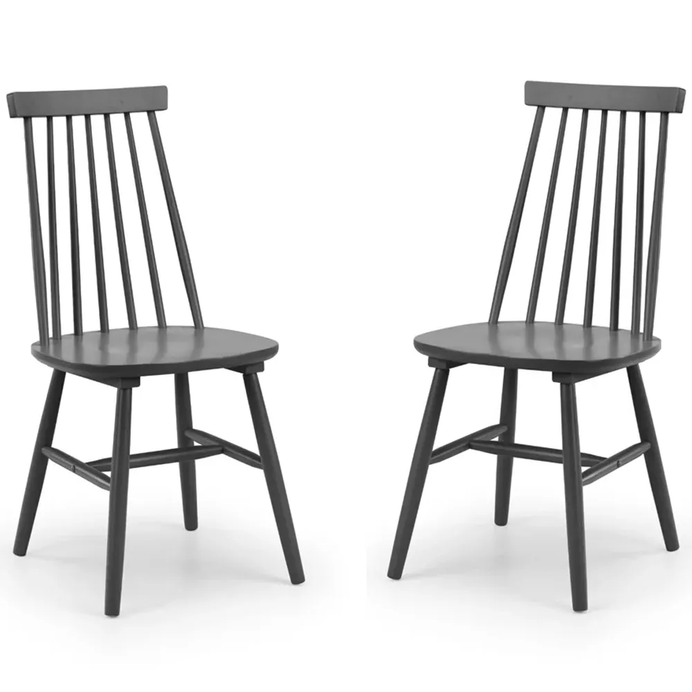 Alassio Set of 2 Dining Chairs - Black, Rubberwood