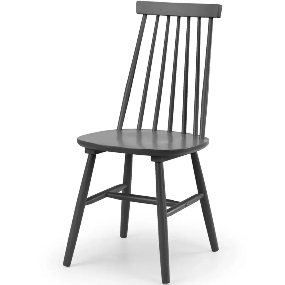 Alassio Set of 2 Dining Chairs - Black, Rubberwood