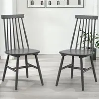 Alassio Set of 2 Dining Chairs - Black, Rubberwood