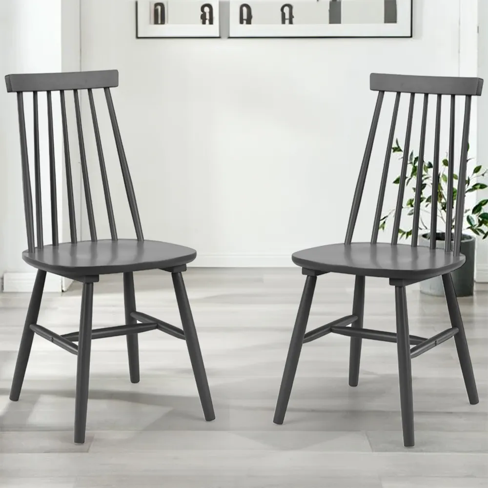 Alassio Set of 2 Dining Chairs - Black, Rubberwood image