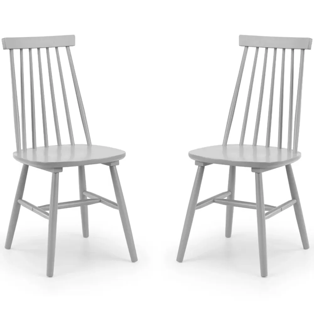 Alassio Set of 2 Dining Chairs - Grey, Rubberwood