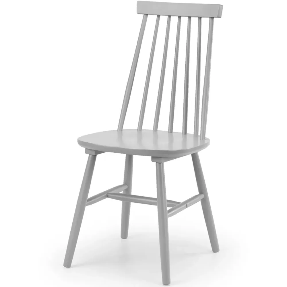 Alassio Set of 2 Dining Chairs - Grey, Rubberwood