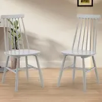 Alassio Set of 2 Dining Chairs - Grey, Rubberwood