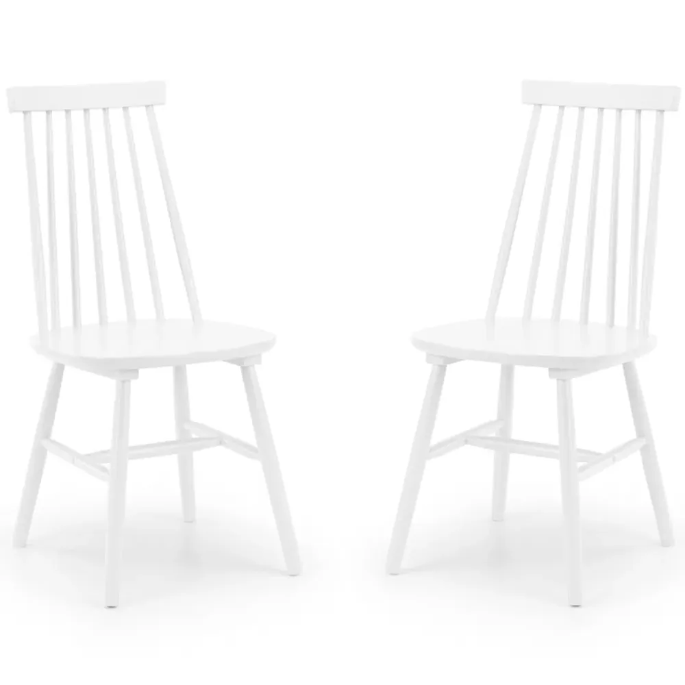 Alassio Set of 2 Dining Chairs - White, Rubberwood