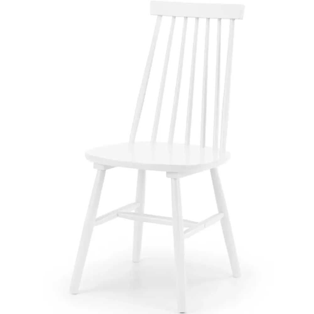 Alassio Set of 2 Dining Chairs - White, Rubberwood