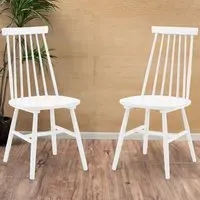 Alassio Set of 2 Dining Chairs - White, Rubberwood