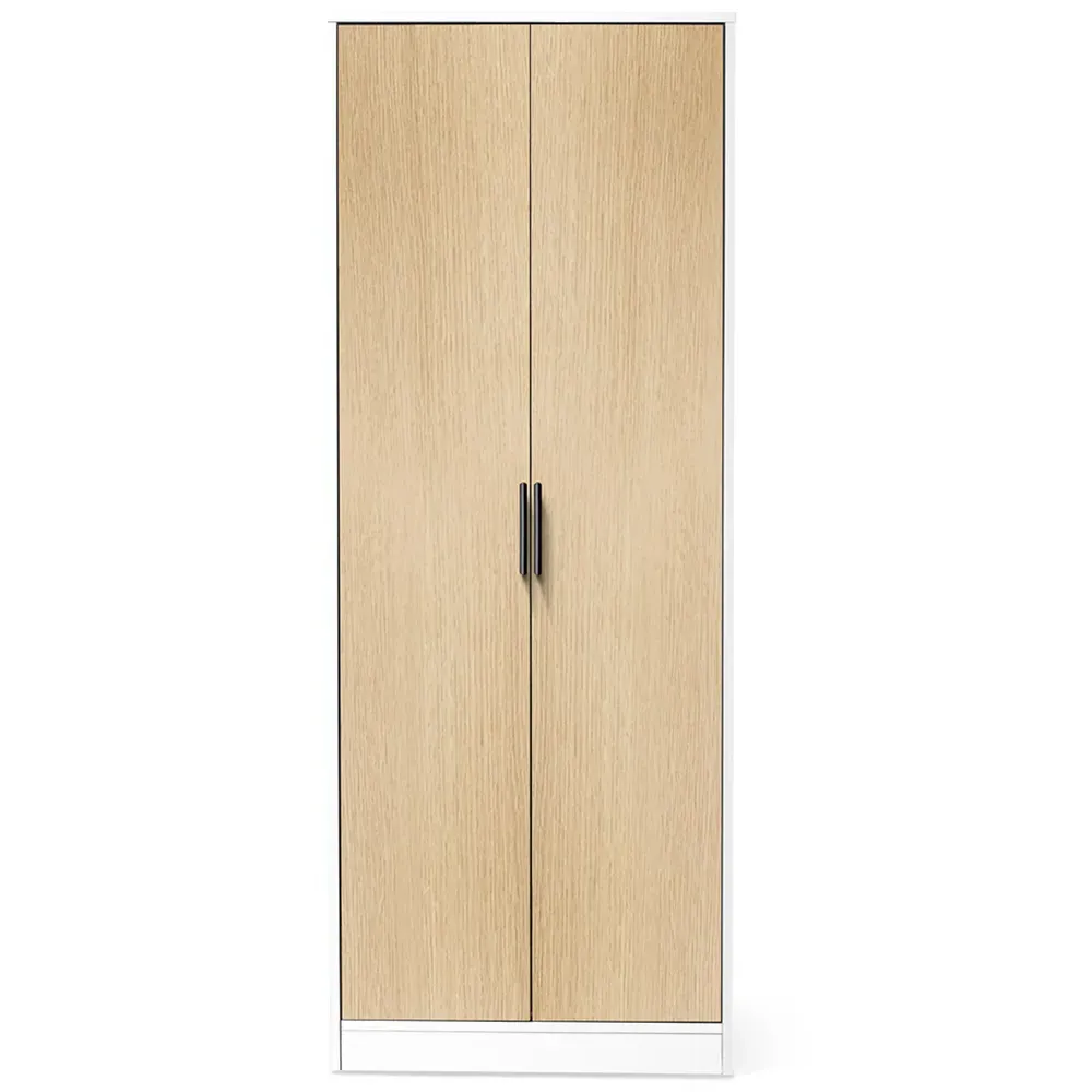 Alba 2 Door Wardrobe - White, Oak