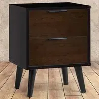 Alba 2 Drawer Bedside Table - Black, Walnut Oak