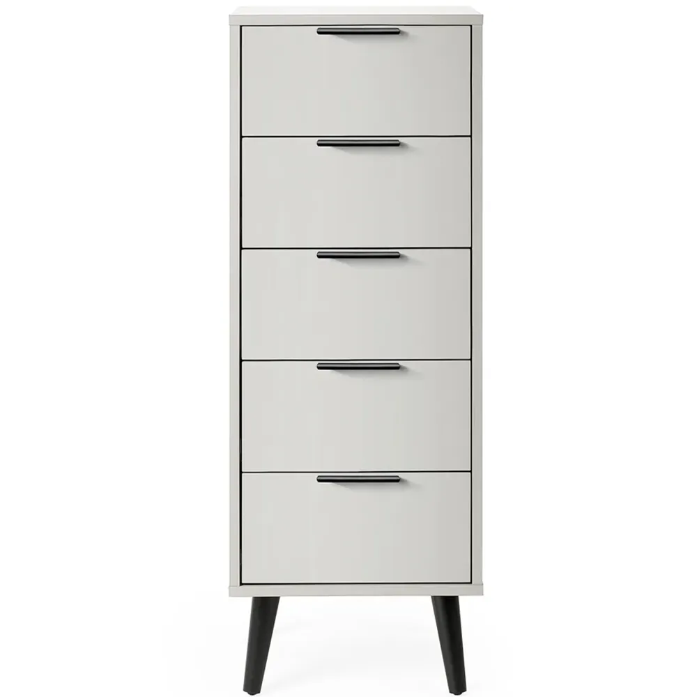 Alba 5 Drawer Narrow Chest of Drawers - Grey