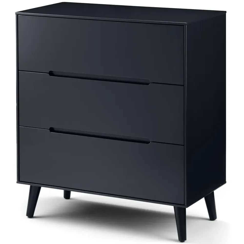 Alicia 3 Drawer Chest of Drawers - Black