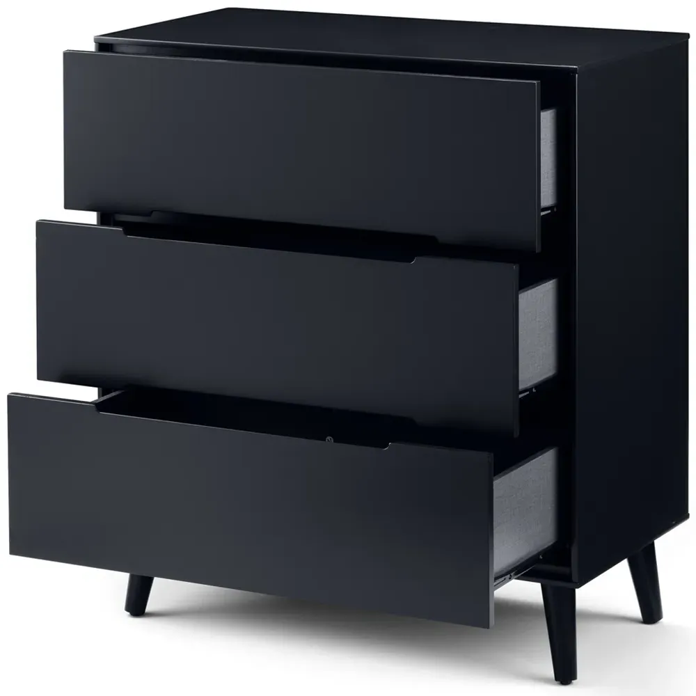 Alicia 3 Drawer Chest of Drawers - Black