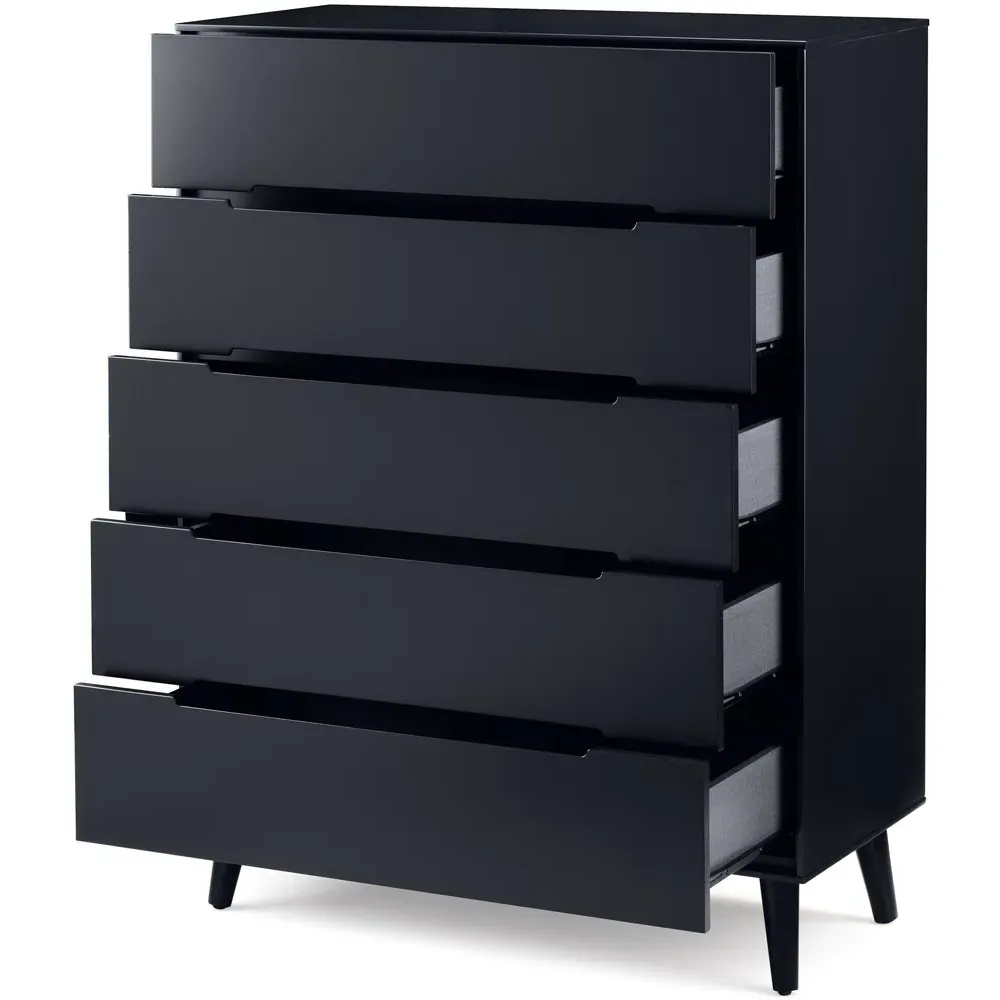 Alicia 5 Drawer Chest of Drawers - Black