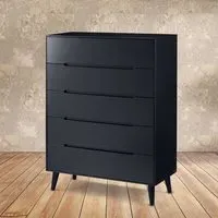 Alicia 5 Drawer Chest of Drawers - Black