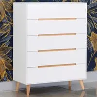 Alicia 5 Drawer Chest of Drawers - White