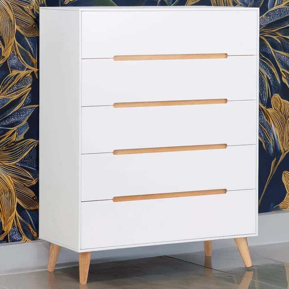 Alicia 5 Drawer Chest of Drawers - White