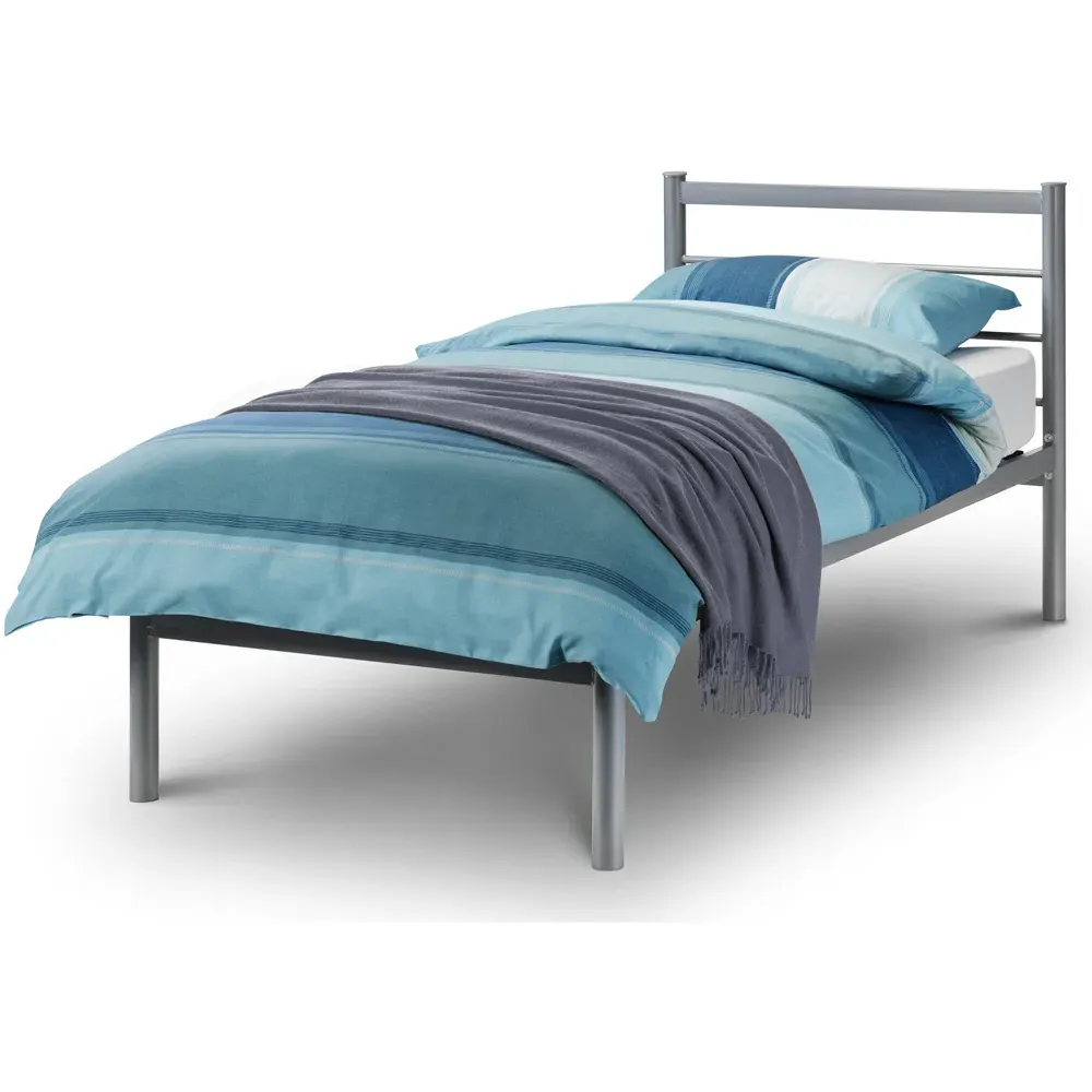 Alpen Double Bed Frame - Silver, Metal