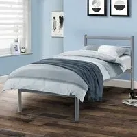 Alpen Single Bed Frame - Silver, Metal
