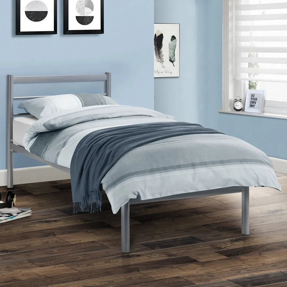 Alpen Single Bed Frame - Silver, Metal image